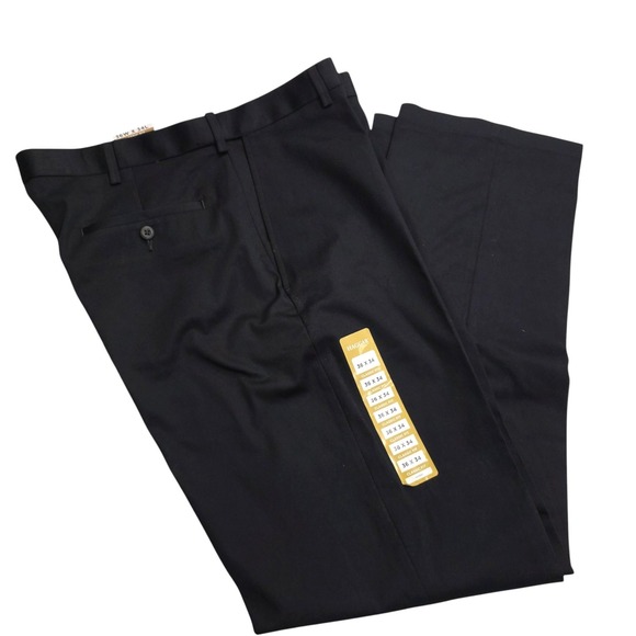 Haggar Other - Haggar Mens Wrinkle Free Performance Khaki Pants Black Classic Fit HC01015 36x34